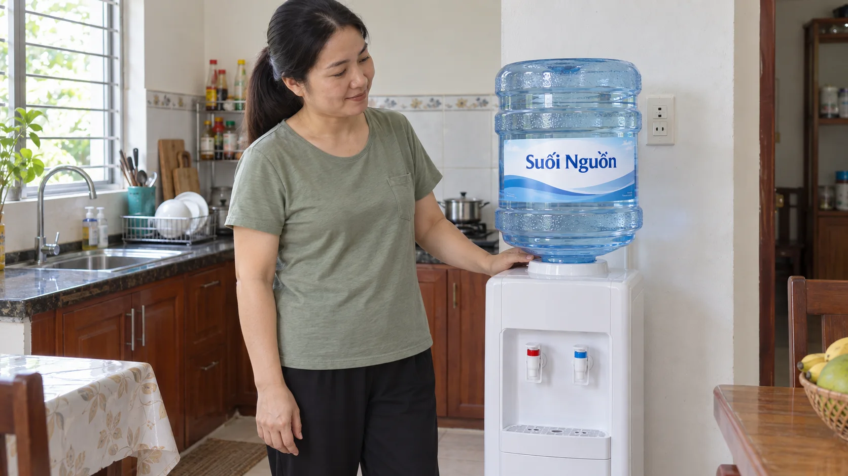 Bình phải phù hợp dụng cụ lấy nước